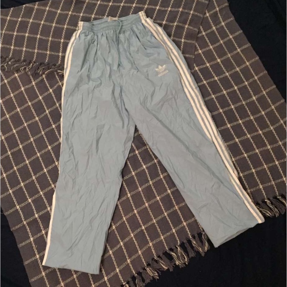ADIDAS WindBreaker Light Blue Adjustable Track Pants!